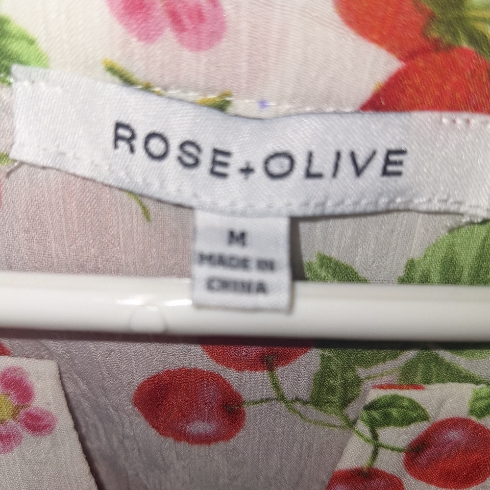 Rose & Olive Strawberry Blouse Top M Medium Womens Summer Sheer - Picture 5 of 7
